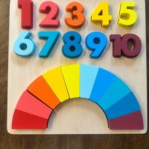 Colorful Wooden Number and Rainbow Puzzle